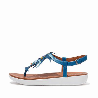 Fitflop Tia Jewel Feather Leather Back-Strap - Sandalen Damen - Blau (UAX690853)